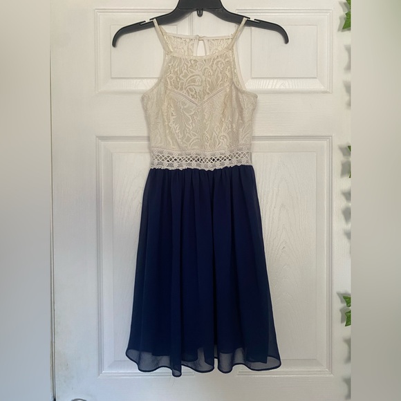 by & by Dresses & Skirts - Junior’s Halter Dress w/ Lace